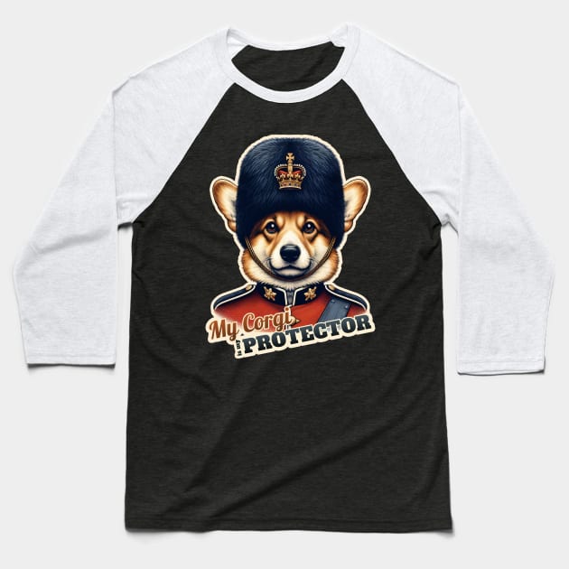 Corgi King Queen guard Baseball T-Shirt by k9-tee